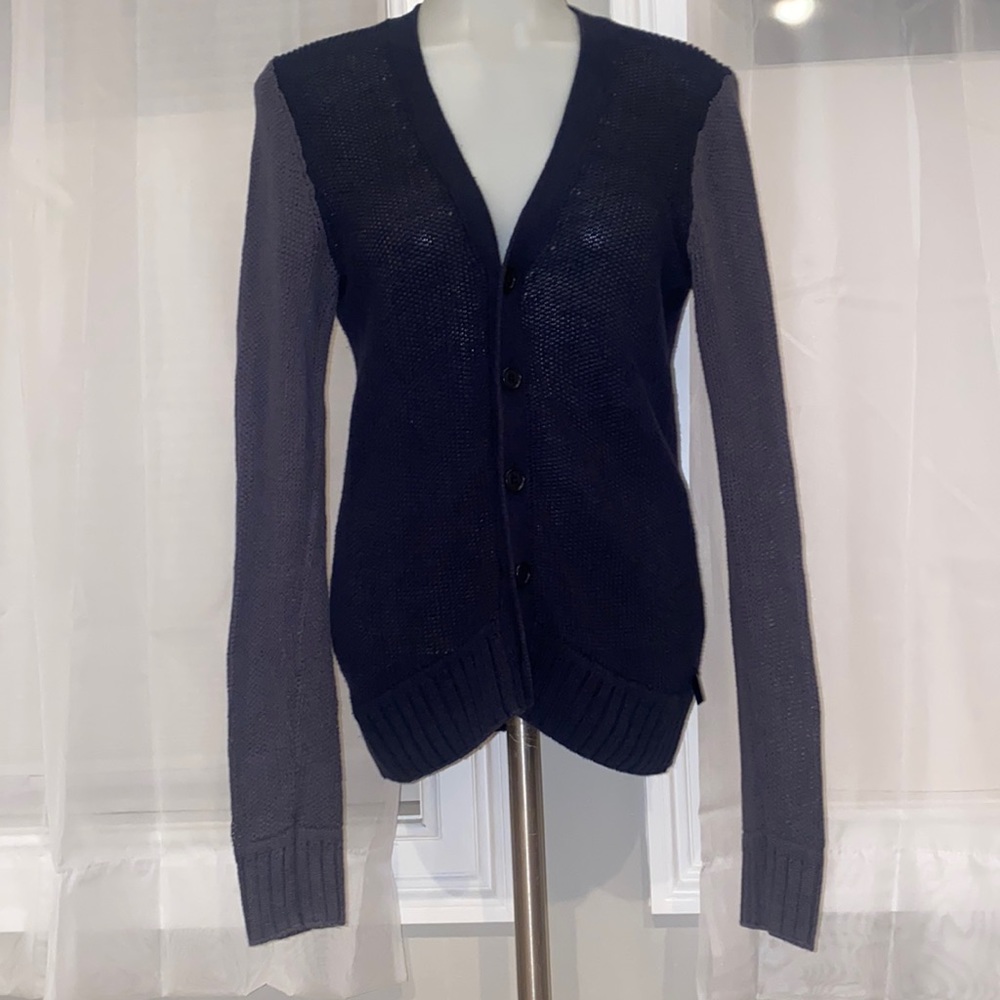 Armani Exchange Two Tone Knit Button Down Cardigan